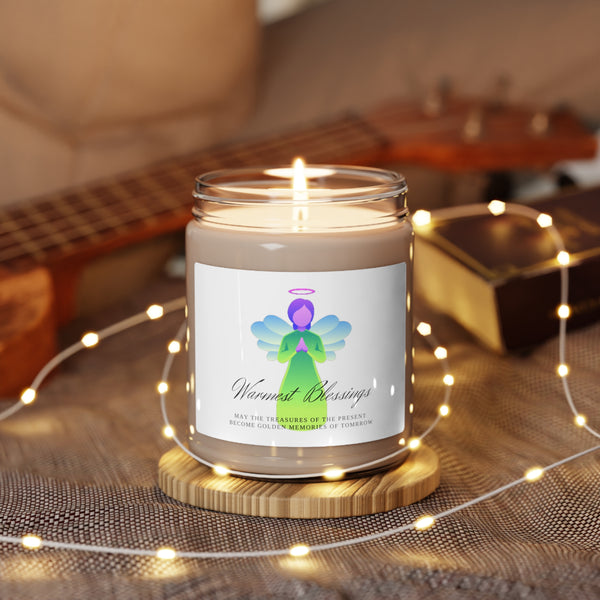 "Warmest Blessings, May The Treasures Of The Present Become Golden Memories Of Tomorrow" Angel Scented Soy Candle, 9oz