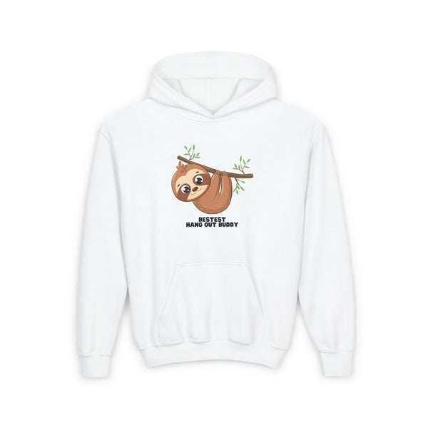 "Bestest Hang Out Buddy" Sloth Youth Heavy Blend Hooded Sweatshirt