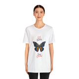 "Stay Happy Stay Divine" Butterfly Jersey Short Sleeve Tee