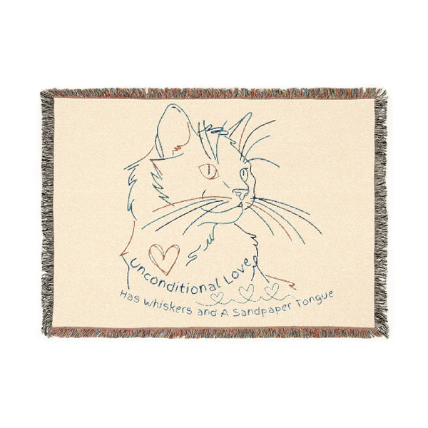 Rainbow Kitty : Unconditional Love" Woven Blanket