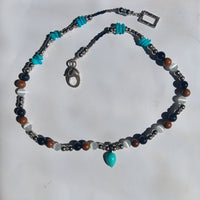 Turquoise Stone Pie/Tear Shape Pendant Necklace