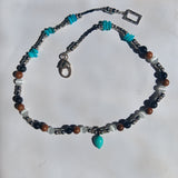 Turquoise Stone Pie/Tear Shape Pendant Necklace