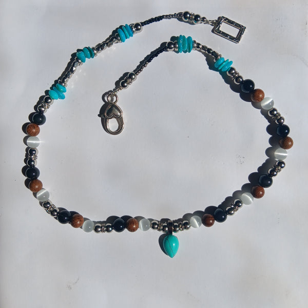 Turquoise Stone Pie/Tear Shape Pendant Necklace