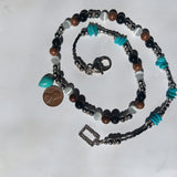 Turquoise Stone Pie/Tear Shape Pendant Necklace