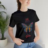 "Stay Happy Stay Divine" Butterfly Jersey Short Sleeve Tee