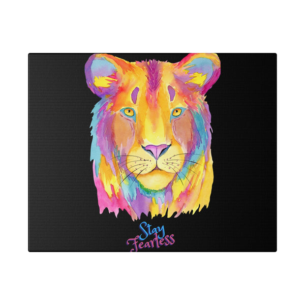 "Stay Fearless" Multicolored Lion Classic Stretched Canvas