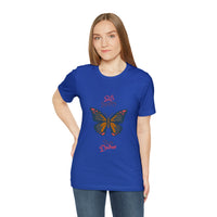 "Stay Happy Stay Divine" Butterfly Jersey Short Sleeve Tee