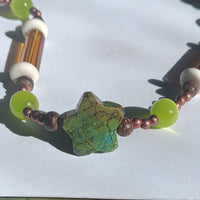 Amber, Cat Eye, African Turquoise Star Necklace