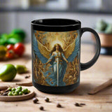 Angel Warrior Black Mug, 15oz