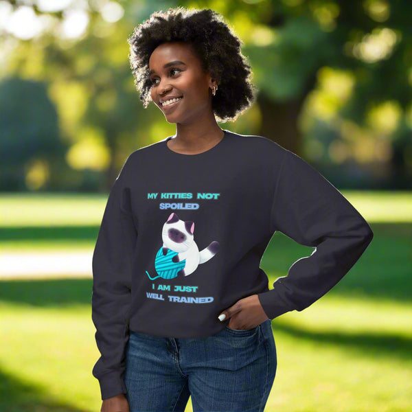 Adorable Kitty Lightweight Sweatshirt "My Kitty's Not Spoiled, I’m Just Well Trained"
