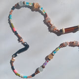 African Turquoise Star Pendant with Amber Rectangle Beaded Necklace