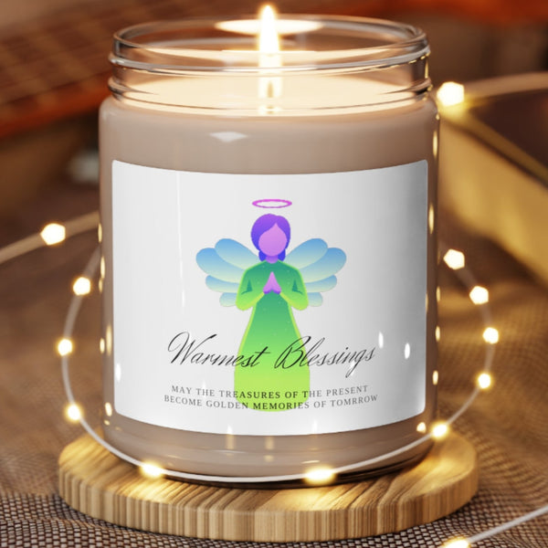 "Warmest Blessings, May The Treasures Of The Present Become Golden Memories Of Tomorrow" Angel Scented Soy Candle, 9oz