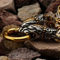 Nordic Viking Celtic Druid Men Stainless Steel Snake Chain Bracelet