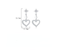 S925 Sterling Silver Christmas Star and Czech Crystal Inlaid Heart Stud Earings