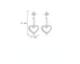 S925 Sterling Silver Christmas Star and Czech Crystal Inlaid Heart Stud Earings