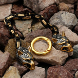 Nordic Viking Celtic Druid Men Stainless Steel Snake Chain Bracelet