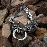 Nordic Viking Celtic Druid Men Stainless Steel Snake Chain Bracelet